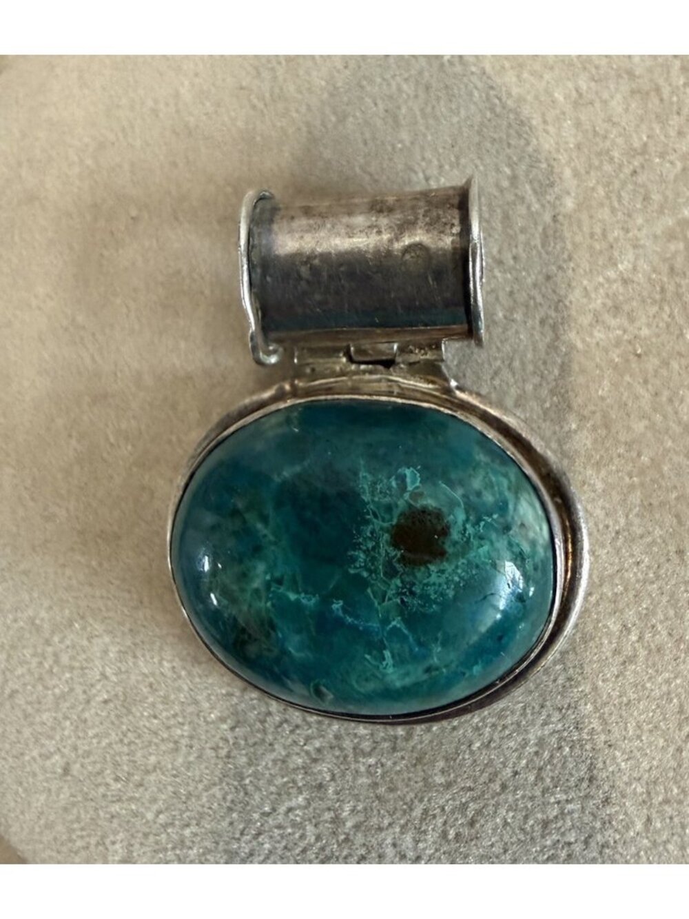 Vintage 925 Sterling Silver Turquoise Oval Pendant 16 Grams